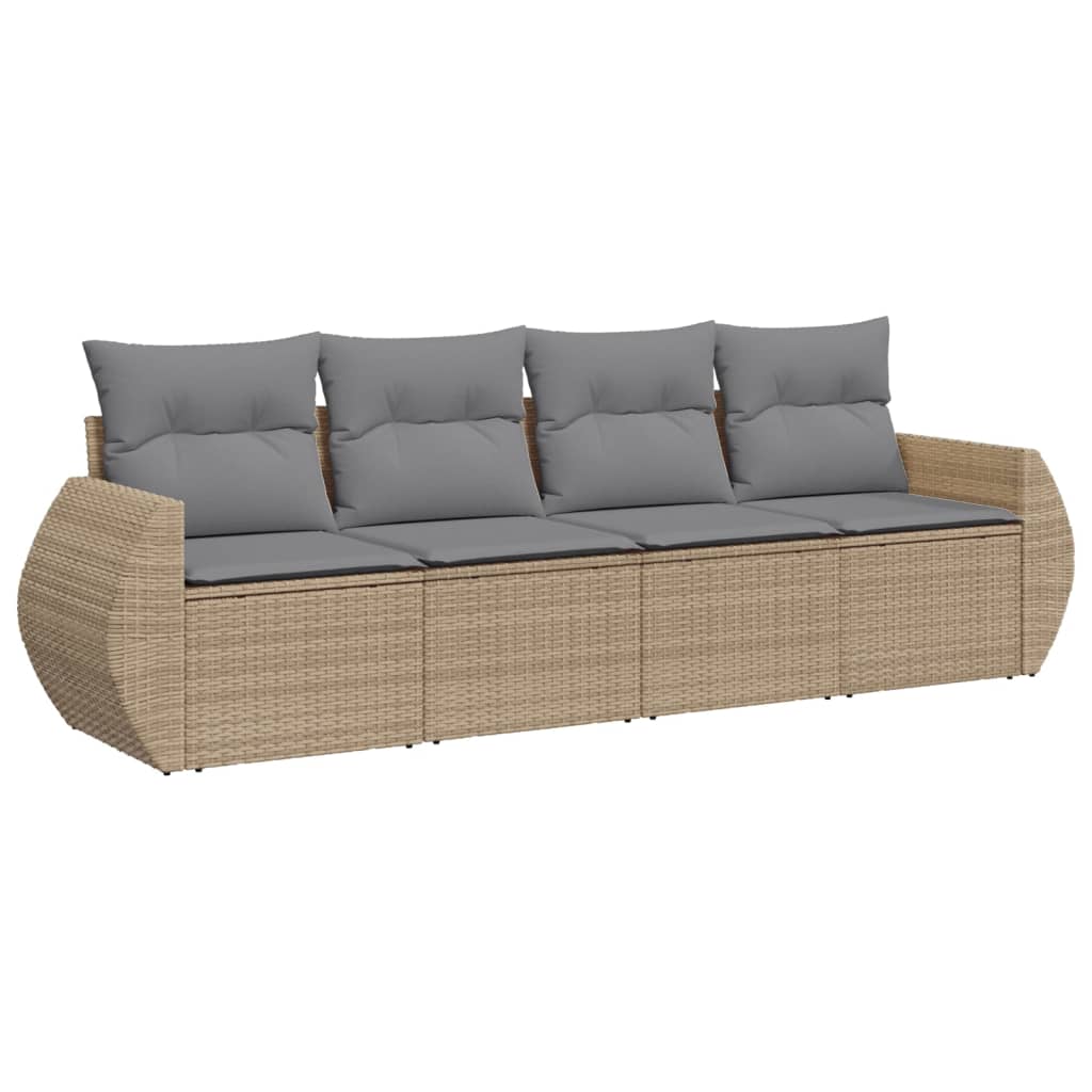 4-dijelni set vrtnih sofa s jastucima bež od poliratana