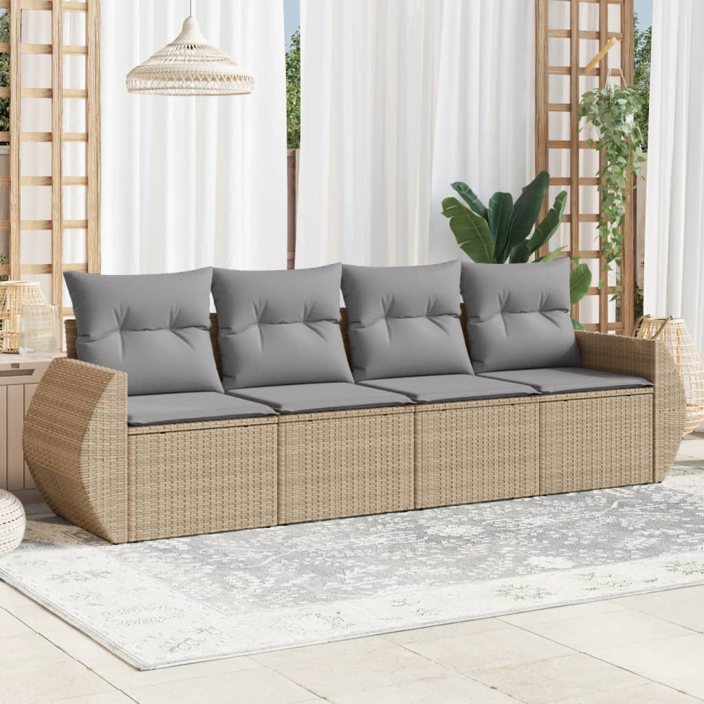 4-dijelni set vrtnih sofa s jastucima bež od poliratana