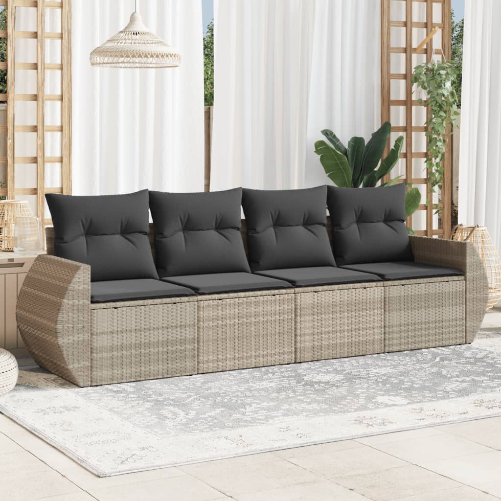 4-dijelni set vrtnih sofa s jastucima svijetlosivi poliratan