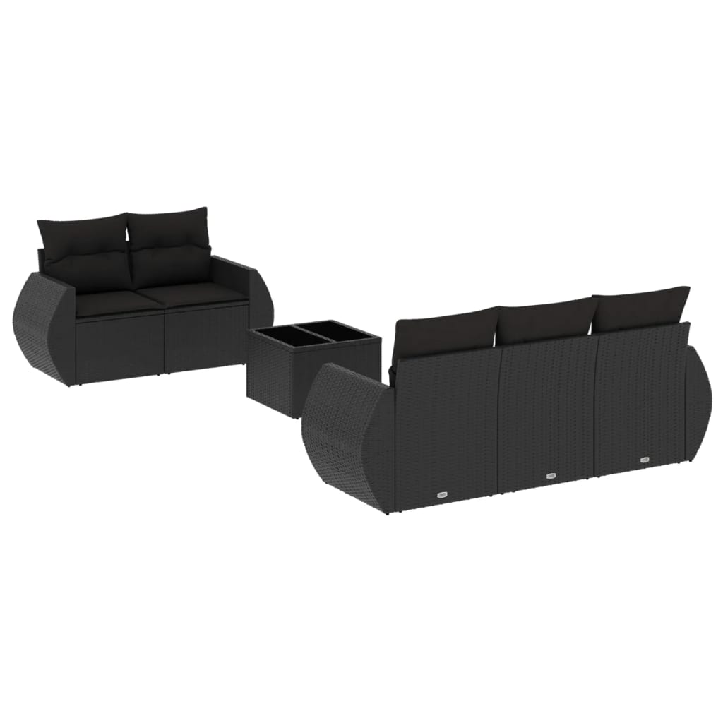 6-dijelni set vrtnih sofa s jastucima crni od poliratana