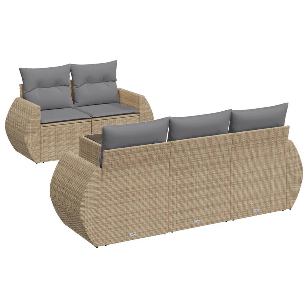 6-dijelni set vrtnih sofa s jastucima bež od poliratana