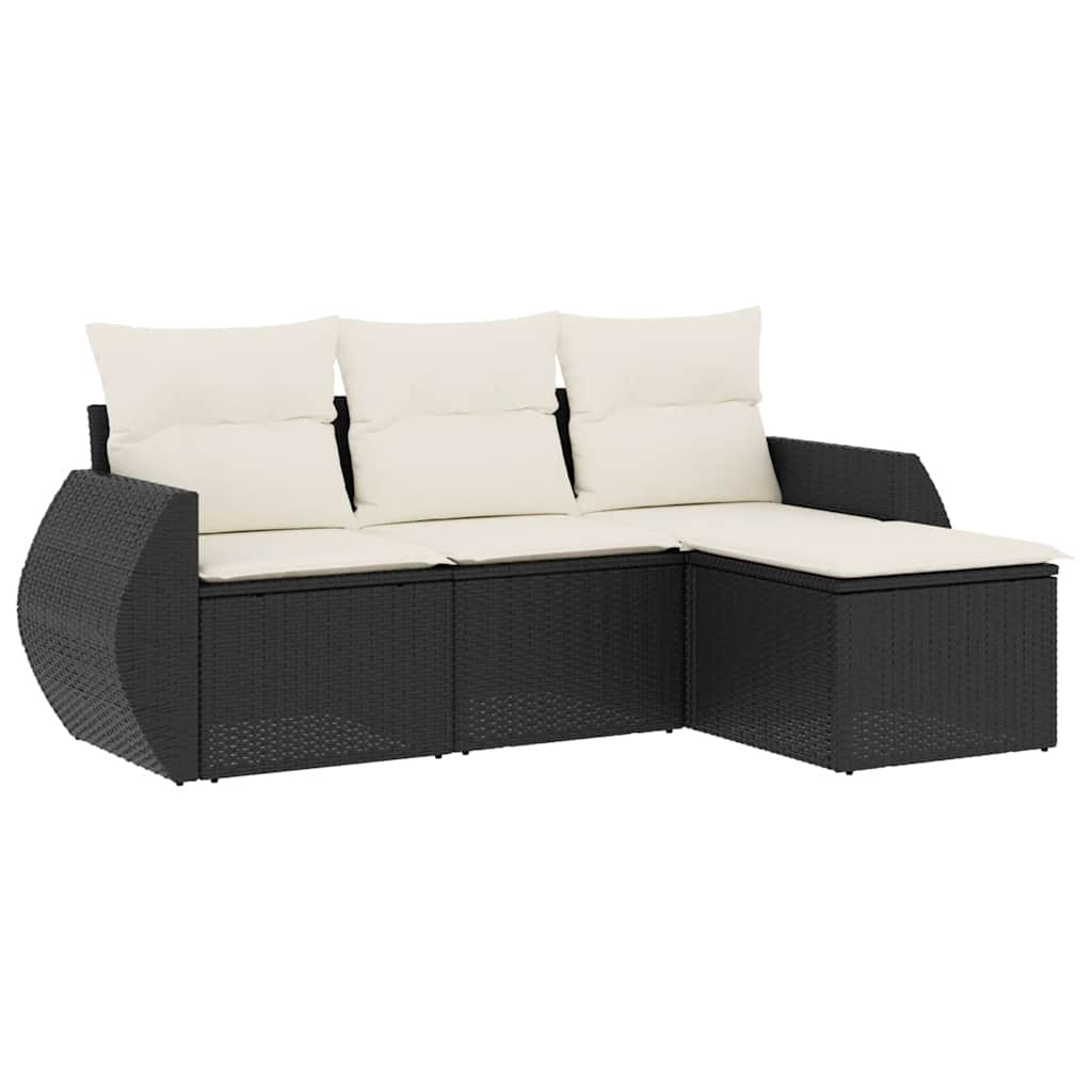 4-dijelni set vrtnih sofa od poliratana s jastucima crni