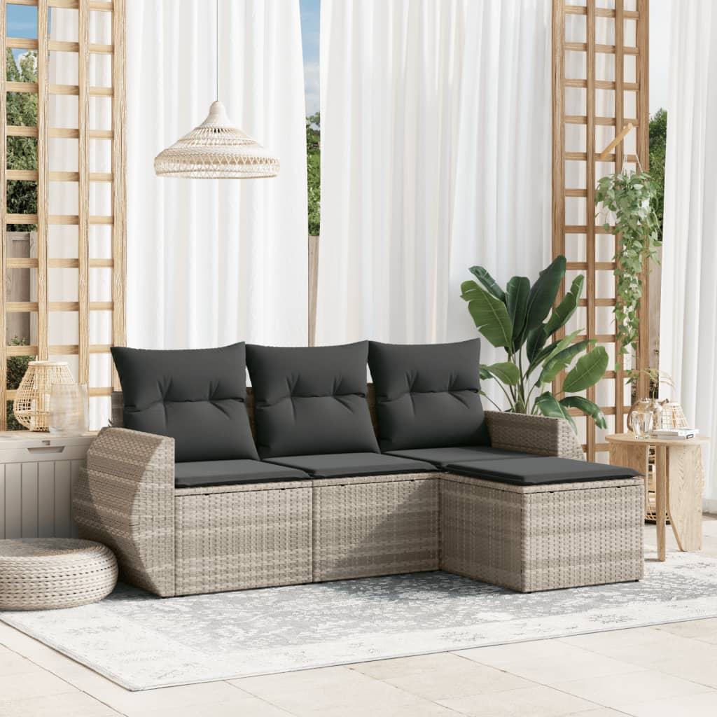 4-dijelni set vrtnih sofa s jastucima svijetlosivi poliratan