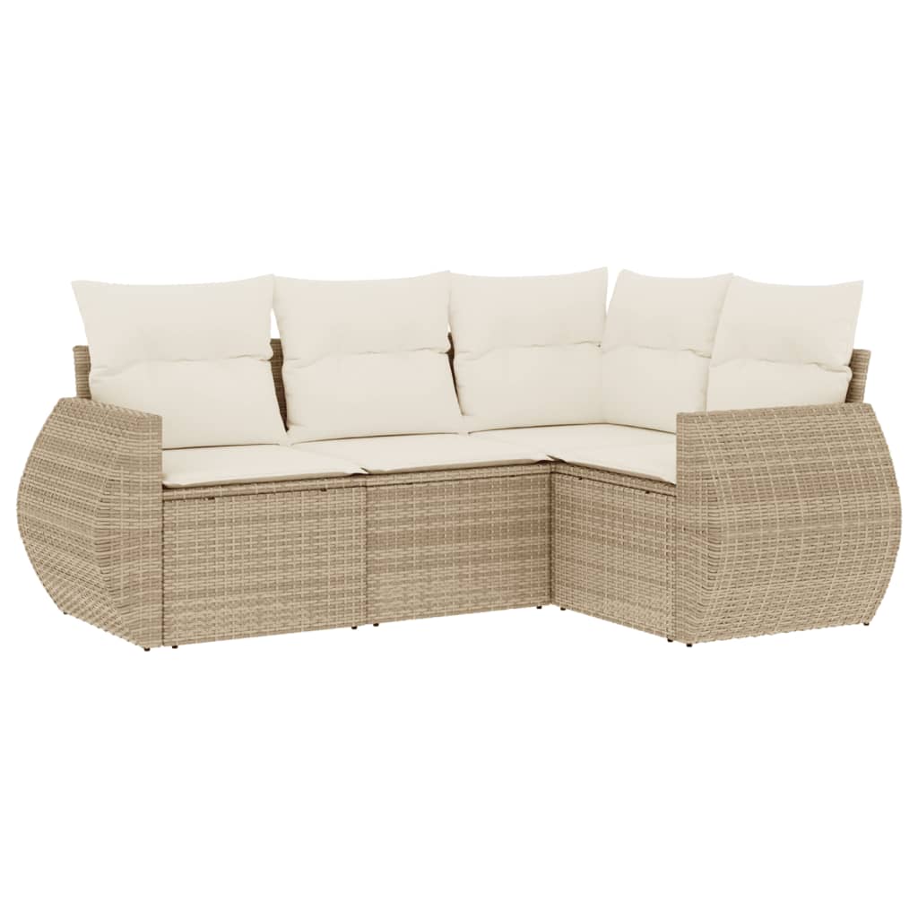 4-dijelni set vrtnih sofa s jastucima bež od poliratana