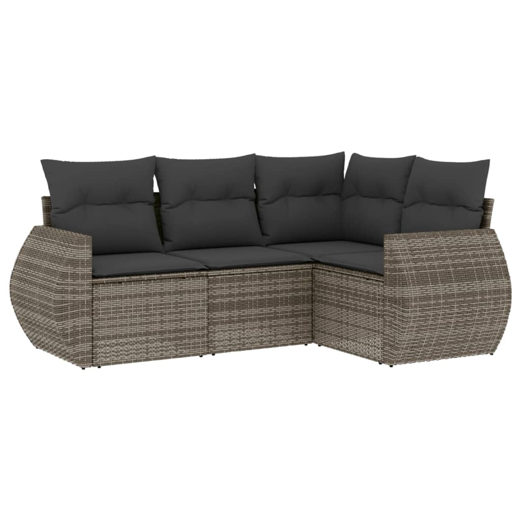 4-dijelni set vrtnih sofa od poliratana s jastucima sivi