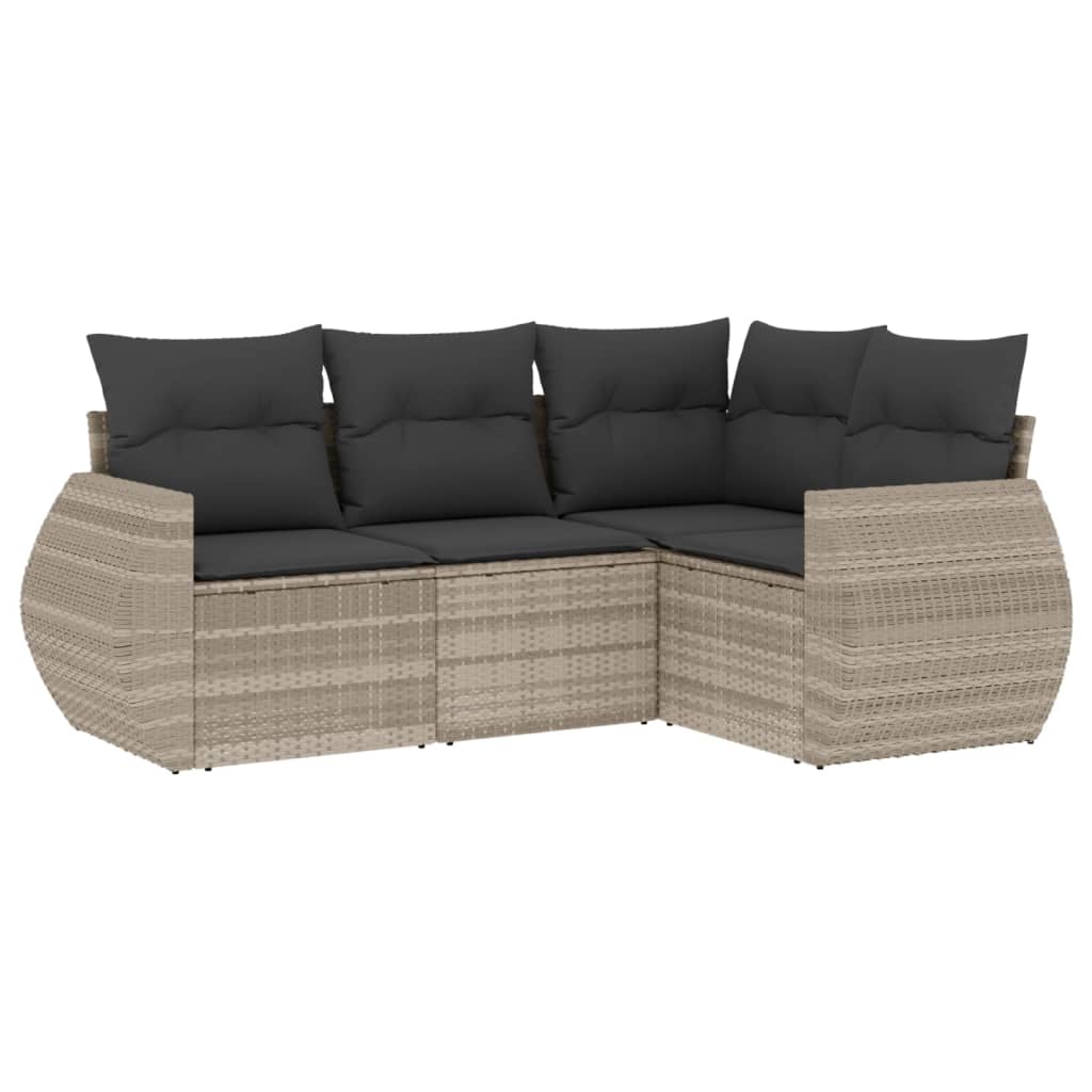 4-dijelni set vrtnih sofa s jastucima svijetlosivi poliratan