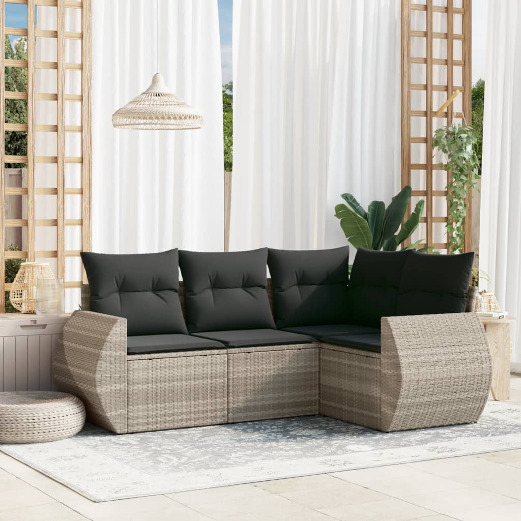4-dijelni set vrtnih sofa s jastucima svijetlosivi poliratan
