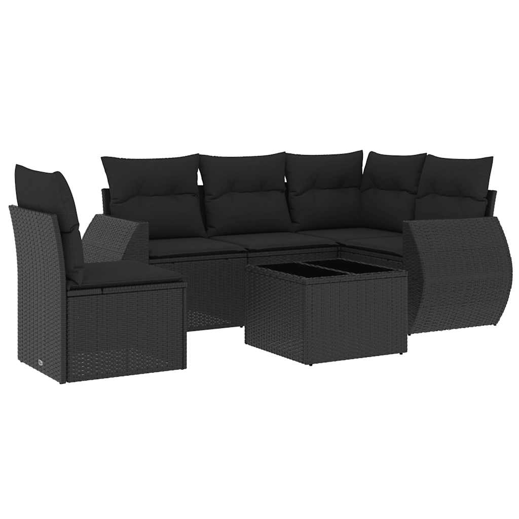 6-dijelni set vrtnih sofa s jastucima crni od poliratana
