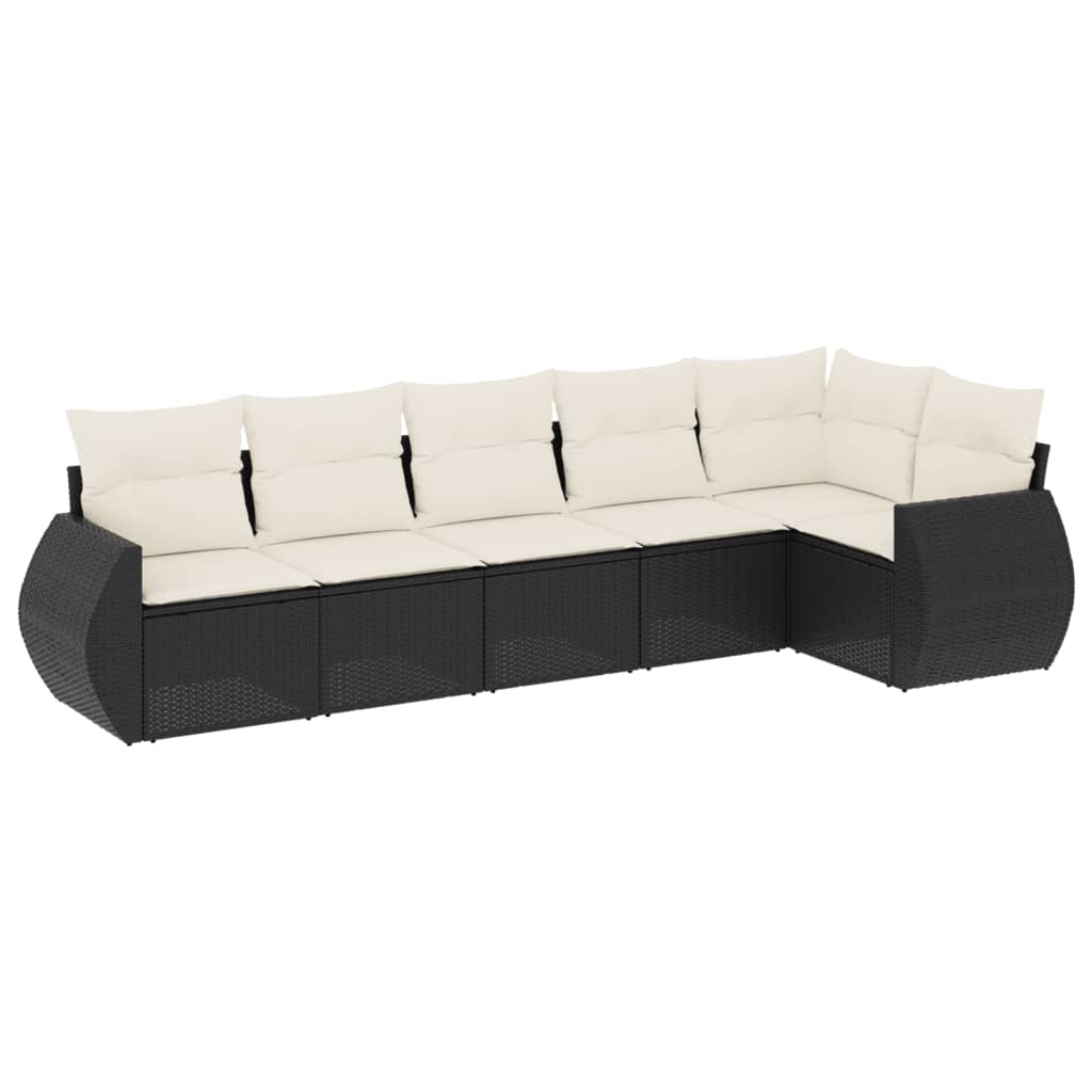 6-dijelni set vrtnih sofa s jastucima crni od poliratana Crna