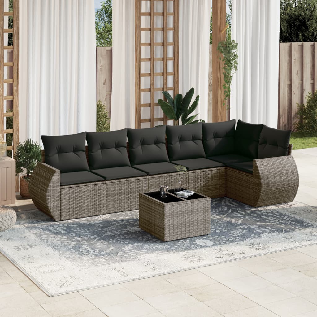 7-dijelni set vrtnih sofa sivi od poliratana