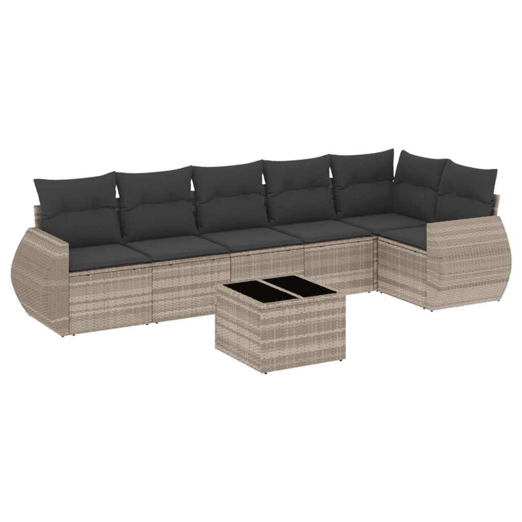 7-dijelni set vrtnih sofa svjetlosivi od poliratana