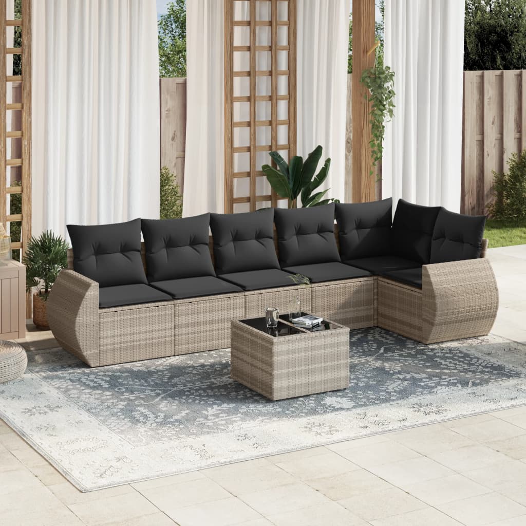 7-dijelni set vrtnih sofa svjetlosivi od poliratana