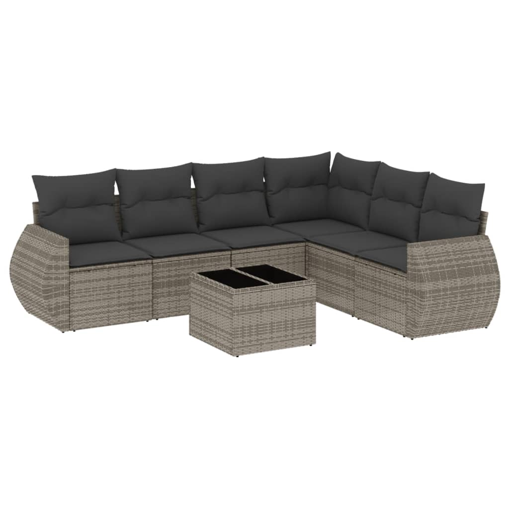 7-dijelni set vrtnih sofa sivi od poliratana