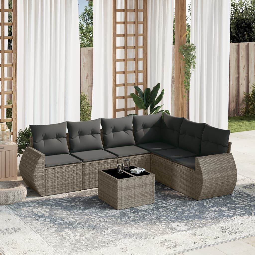 7-dijelni set vrtnih sofa sivi od poliratana