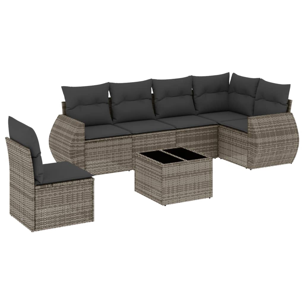 7-dijelni set vrtnih sofa sivi od poliratana