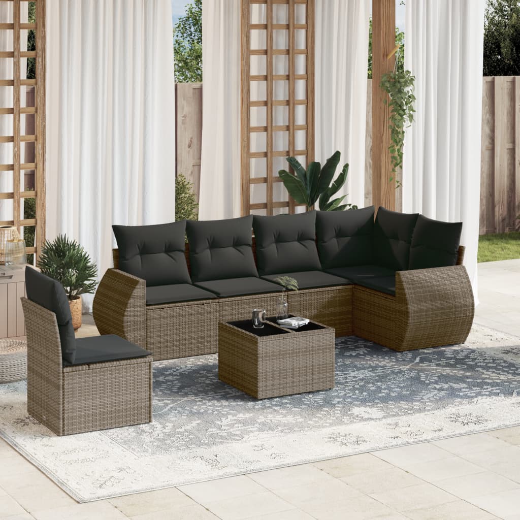 7-dijelni set vrtnih sofa sivi od poliratana