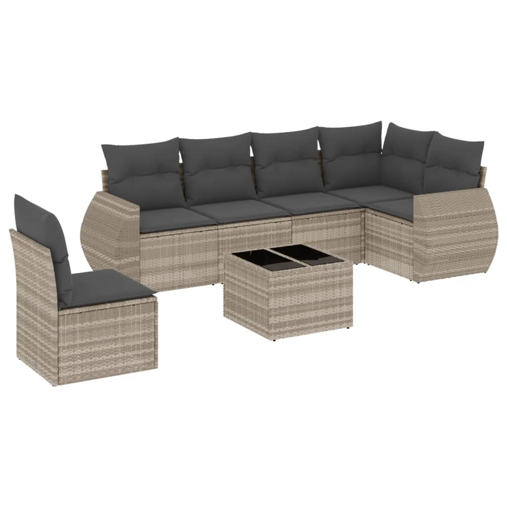7-dijelni set vrtnih sofa svjetlosivi od poliratana