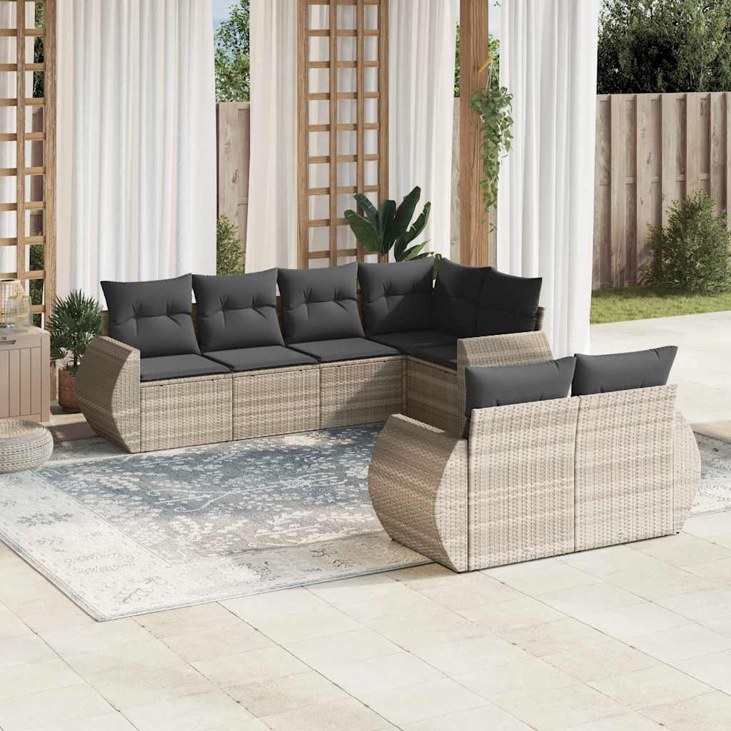 7-dijelni set vrtnih sofa svjetlosivi od poliratana