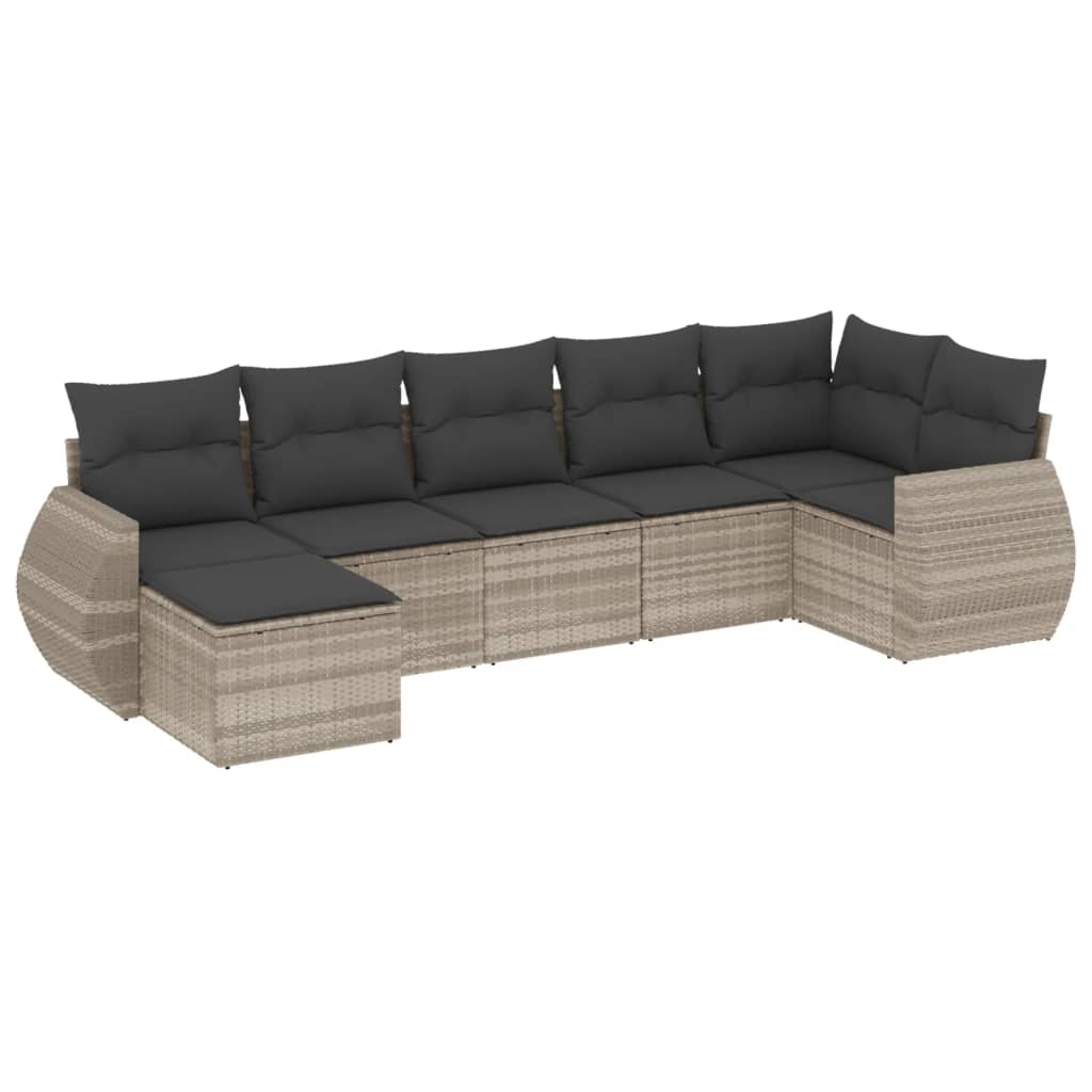 7-dijelni set vrtnih sofa svjetlosivi od poliratana