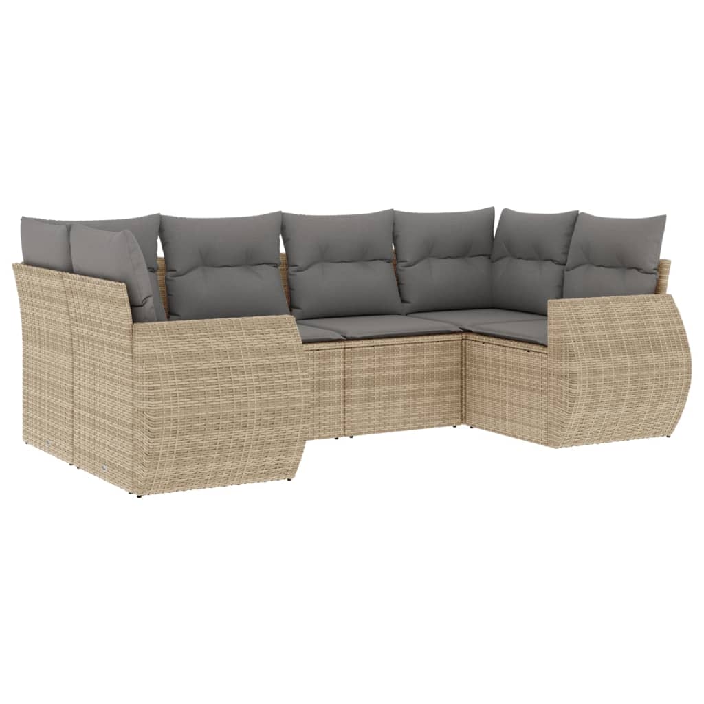 6-dijelni set vrtnih sofa s jastucima bež od poliratana