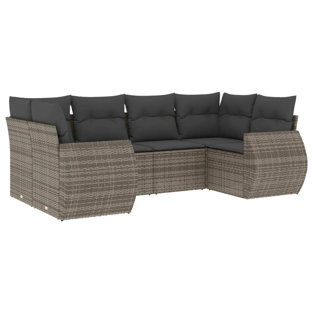 6-dijelni set vrtnih sofa od poliratana s jastucima smeđi