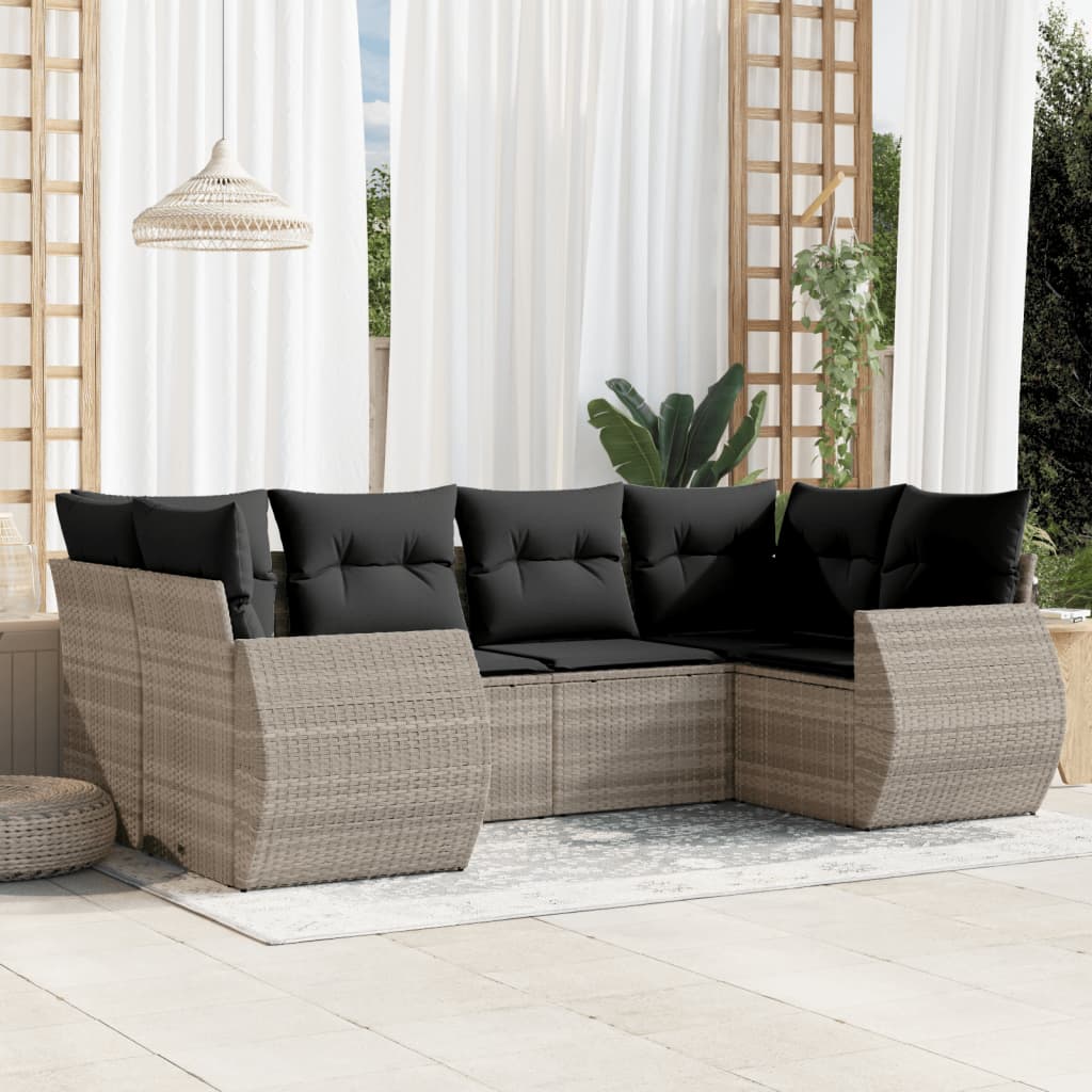 6-dijelni set vrtnih sofa od poliratana s jastucima svjetlosivi