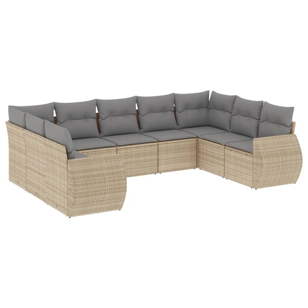 9-dijelni set vrtnih sofa s jastucima bež od poliratana