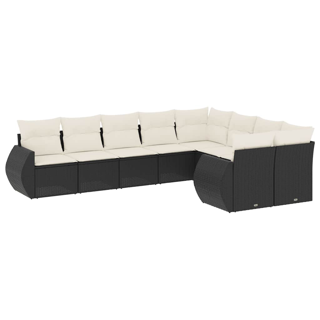 9-dijelni set vrtnih sofa s jastucima crni od poliratana