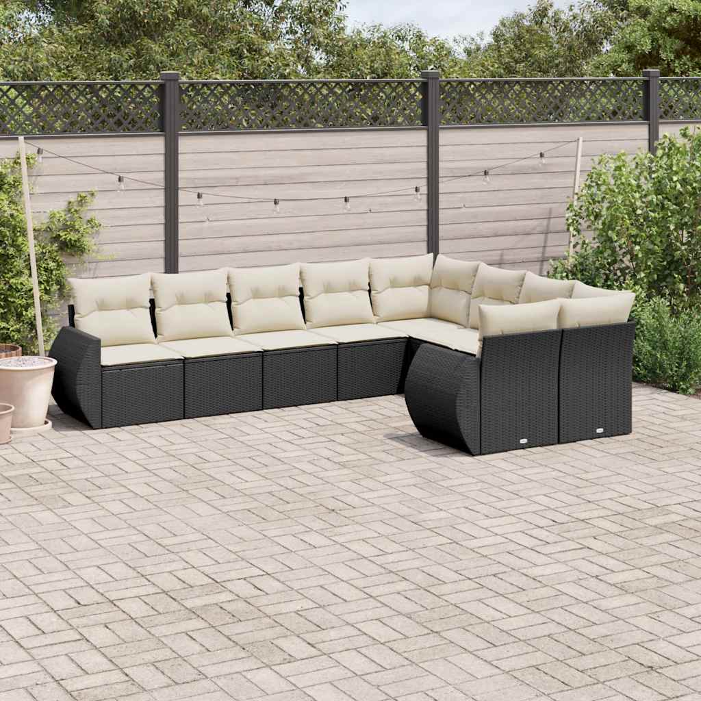 9-dijelni set vrtnih sofa s jastucima poliratan smeđi