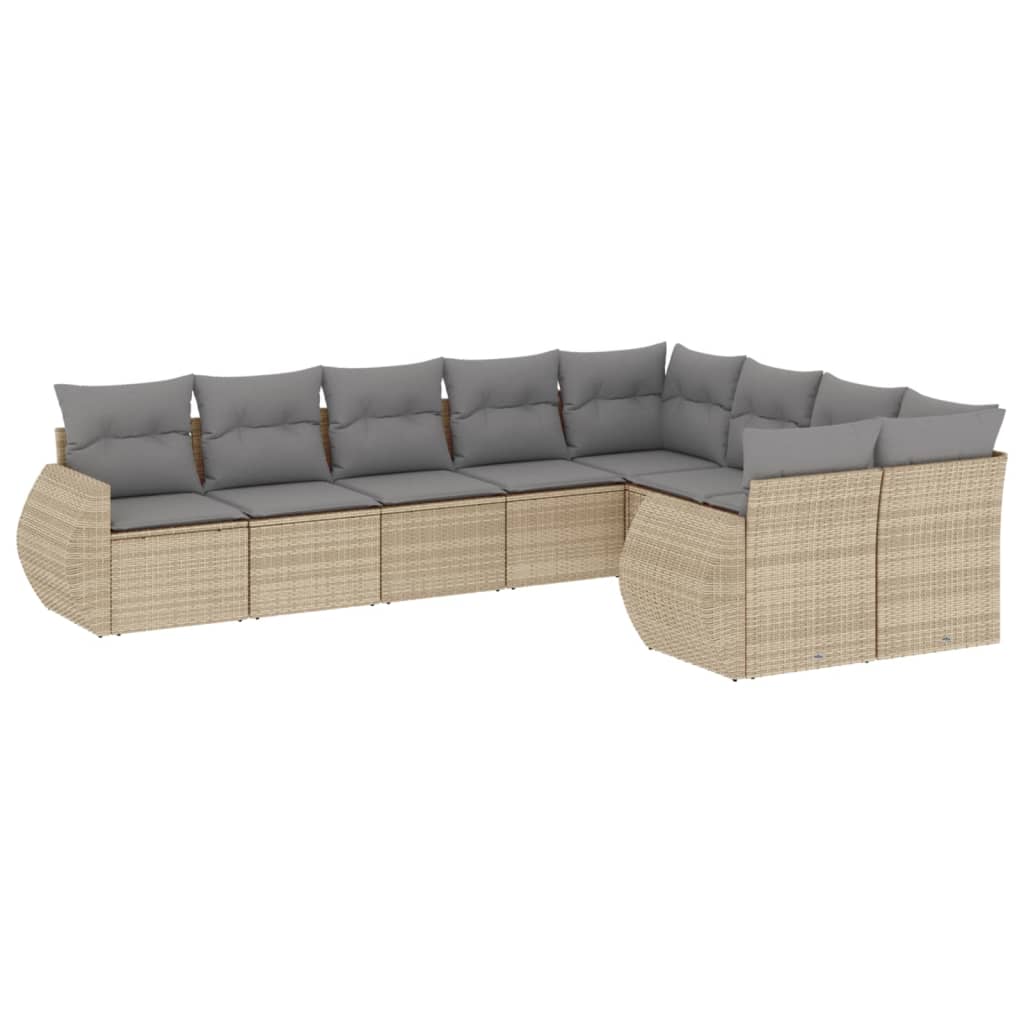 9-dijelni set vrtnih sofa s jastucima bež od poliratana
