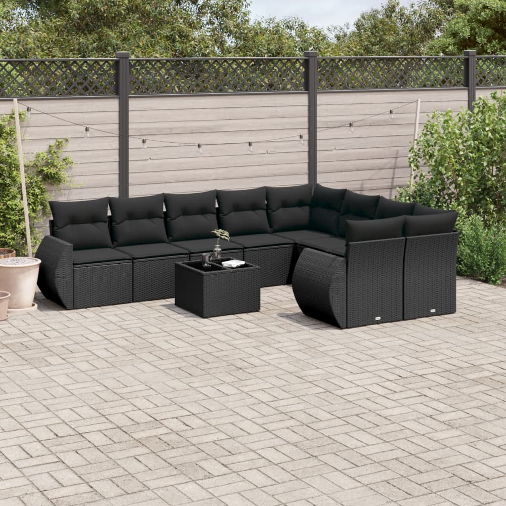 9-dijelni set vrtnih sofa s jastucima poliratan smeđi