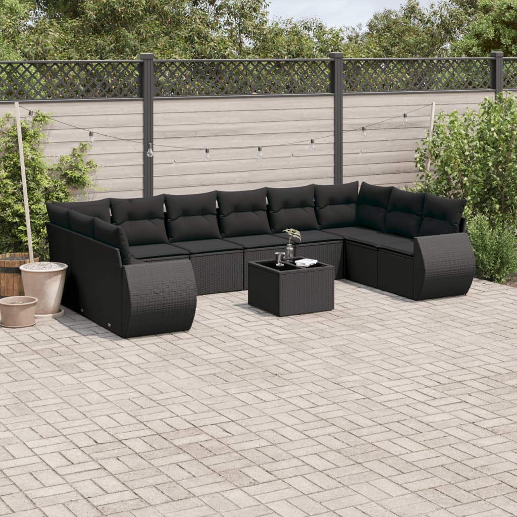 11-dijelni set vrtnih sofa poliratan s jastucima svijetlosivi
