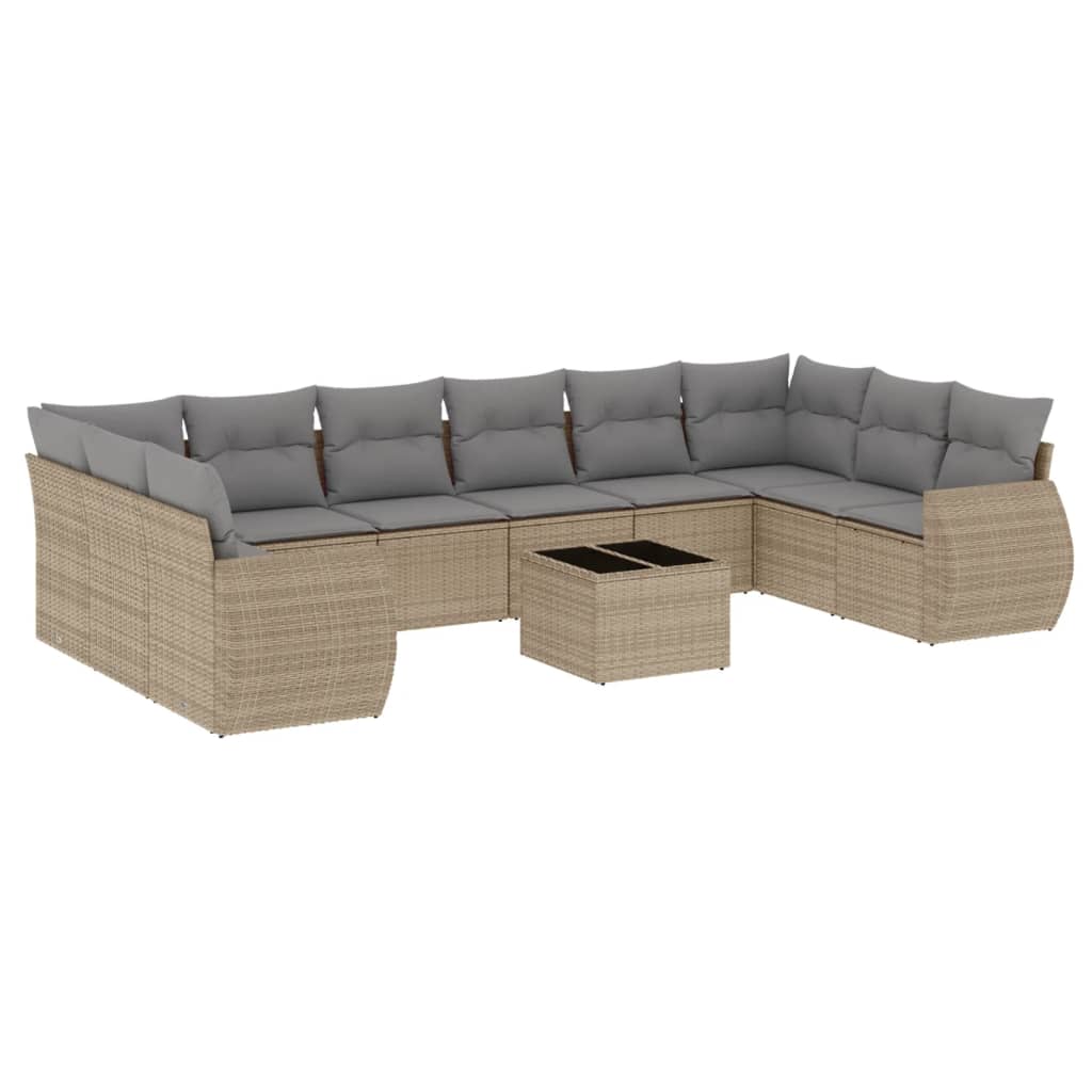 11-dijelni set vrtnih sofa poliratan s jastucima svijetlosivi