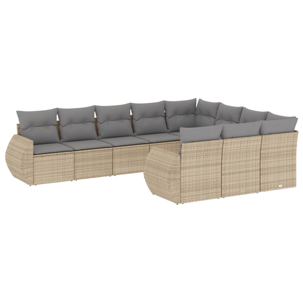 10-dijelni set vrtnih sofa s jastucima bež od poliratana