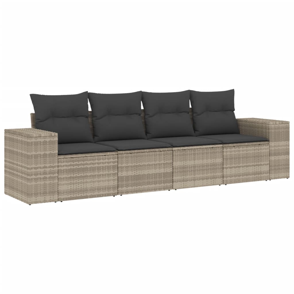4-dijelni set vrtnih sofa s jastucima svijetlosivi poliratan