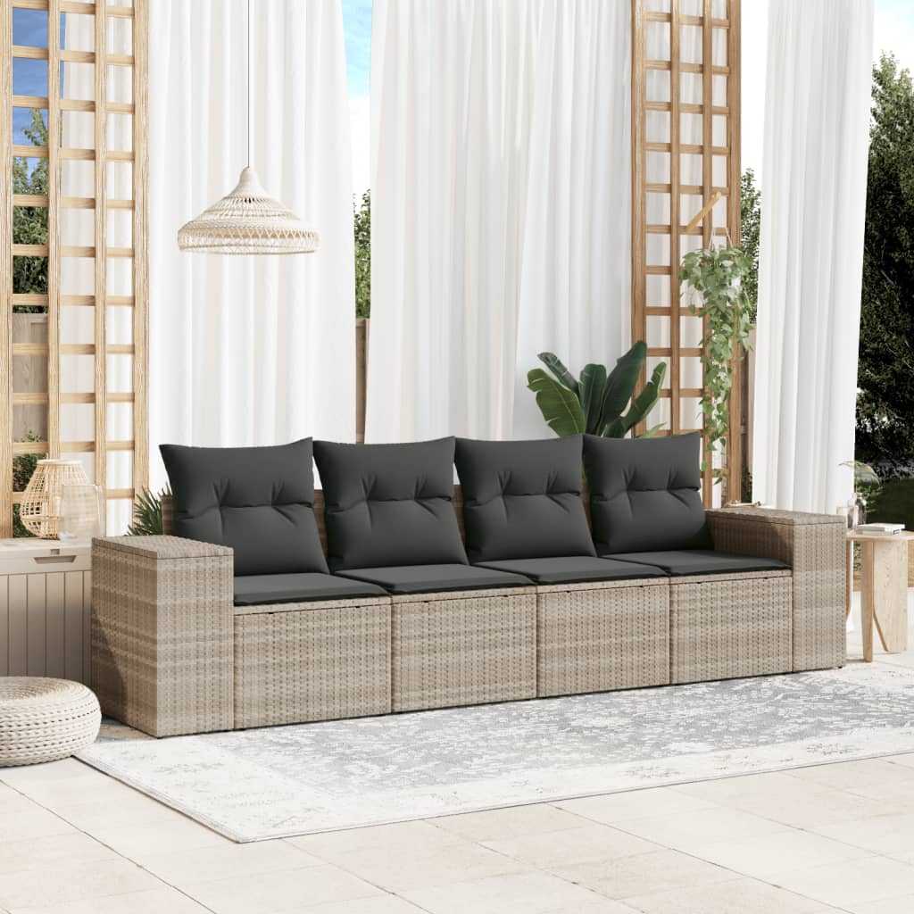 4-dijelni set vrtnih sofa s jastucima svijetlosivi poliratan