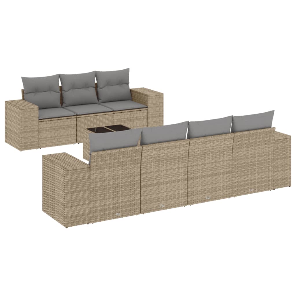 8-dijelni set vrtnih sofa od poliratana s jastucima bež 83 x 62 x 69 cm