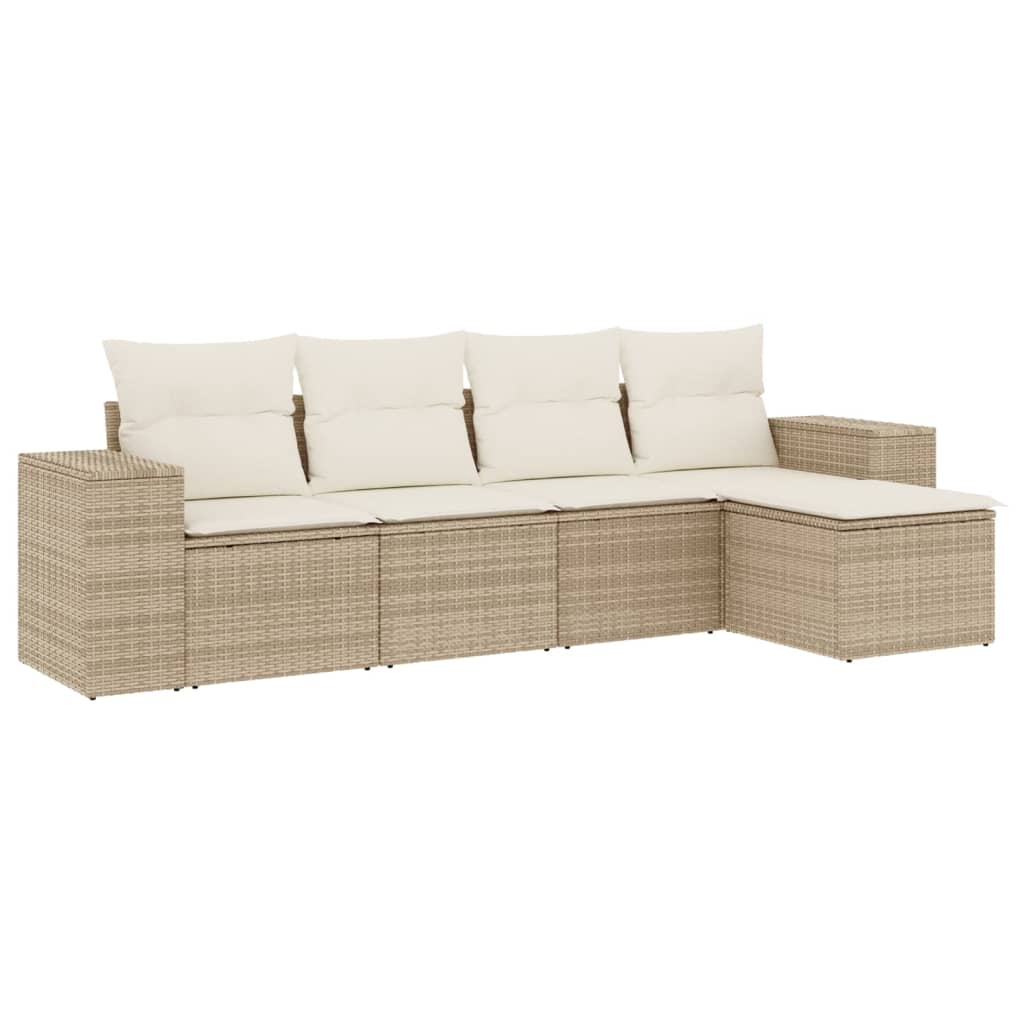 5-dijelni vrtni set sofa s jastucima bež od poliratana
