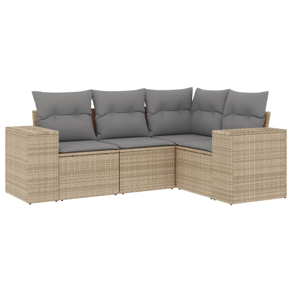 4-dijelni set vrtnih sofa s jastucima bež od poliratana