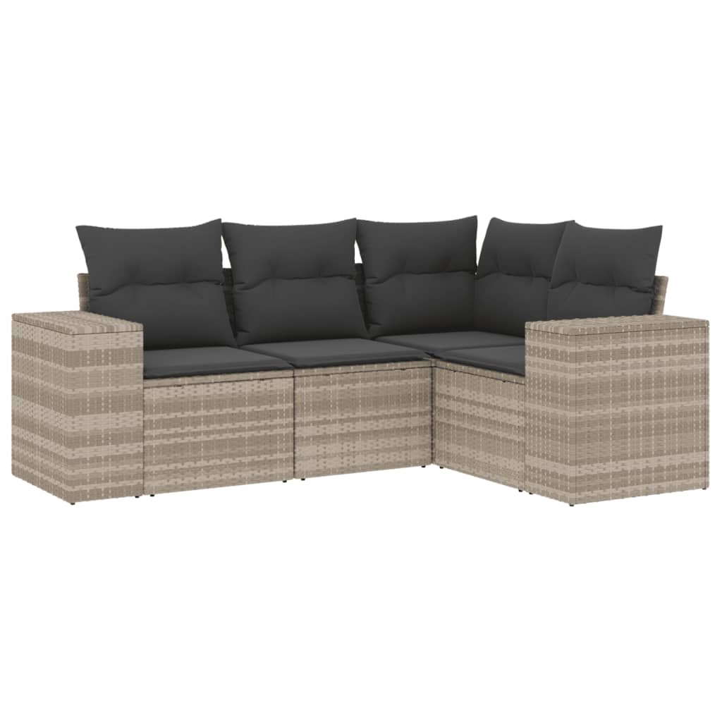 4-dijelni set vrtnih sofa s jastucima svijetlosivi poliratan