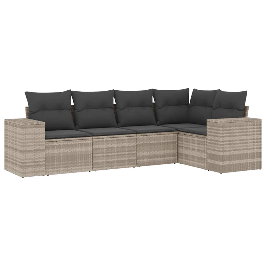 5-dijelna vrtna garnitura s jastucima svijetlosiva poliratan
