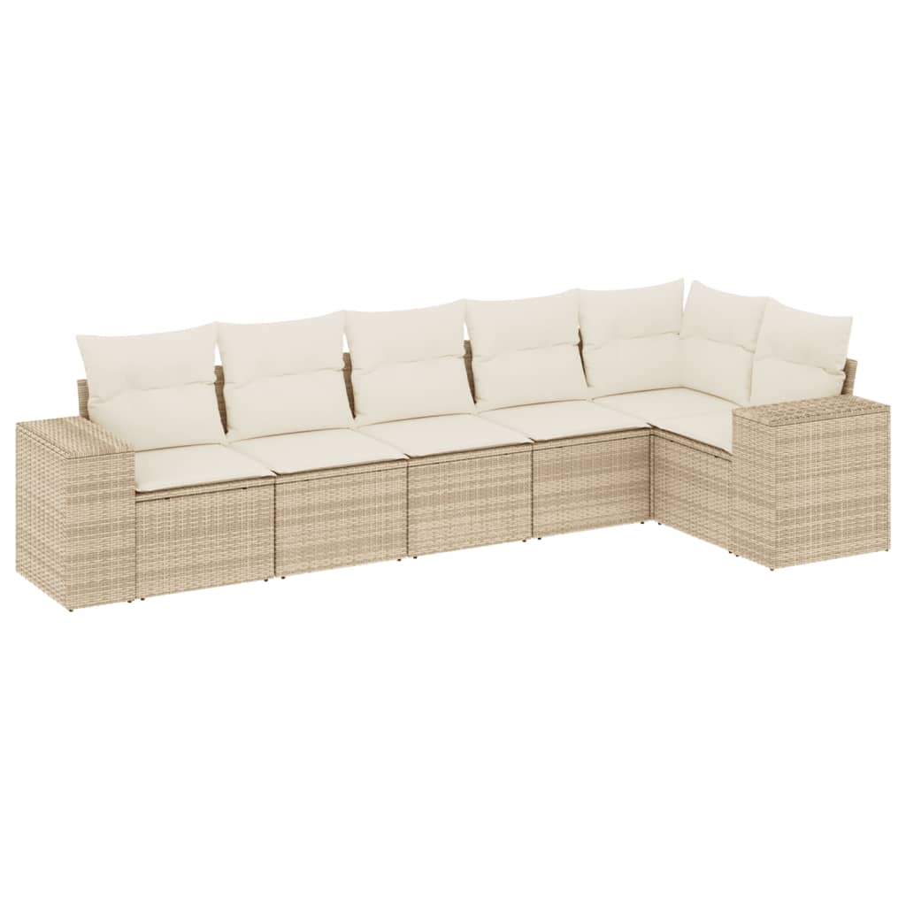 6-dijelni set vrtnih sofa s jastucima bež od poliratana 83 x 62 x 69 cm