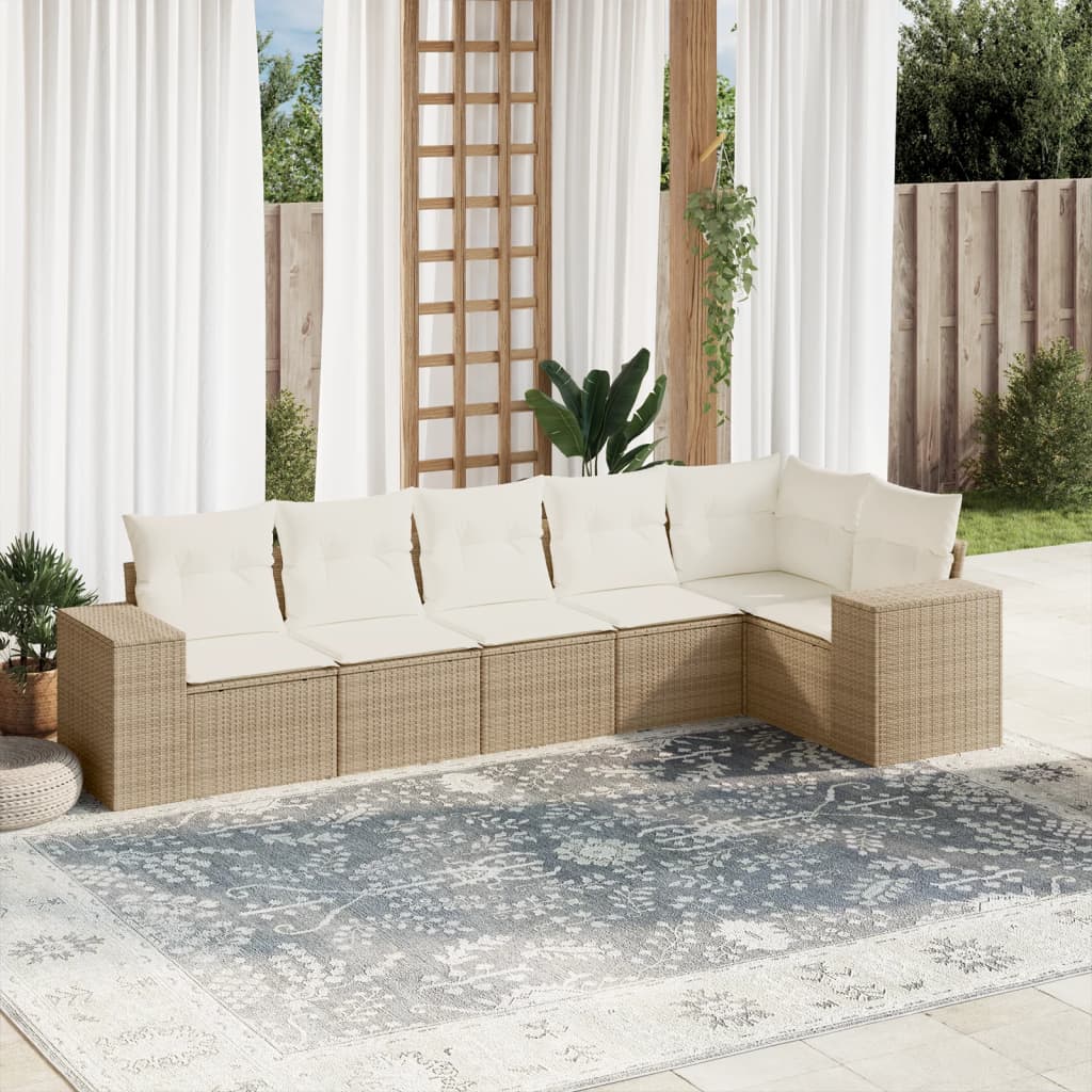 6-dijelni set vrtnih sofa s jastucima bež od poliratana 83 x 62 x 69 cm
