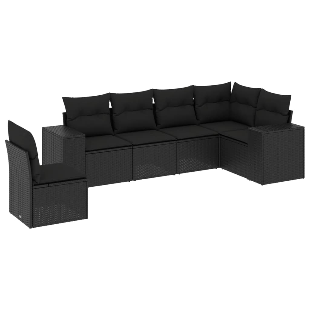 6-dijelni set vrtnih sofa s jastucima crni od poliratana