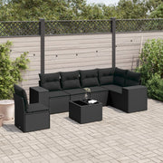 7-dijelni set vrtnih sofa od poliratana s jastucima crni Crna 83 x 62 x 69 cm