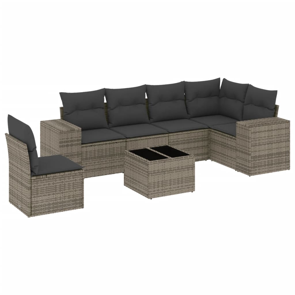 7-dijelni set vrtnih sofa sivi od poliratana