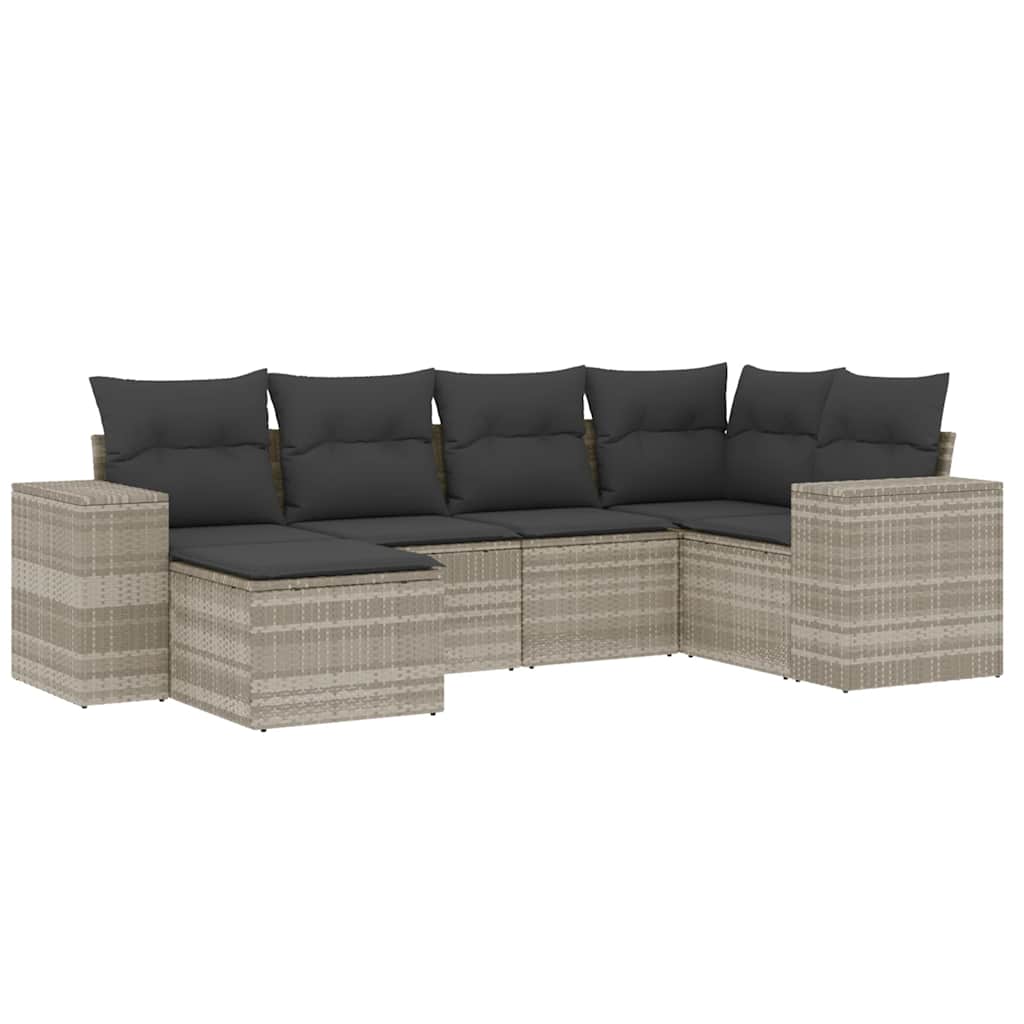 6-dijelni set vrtnih sofa od poliratana s jastucima svjetlosivi