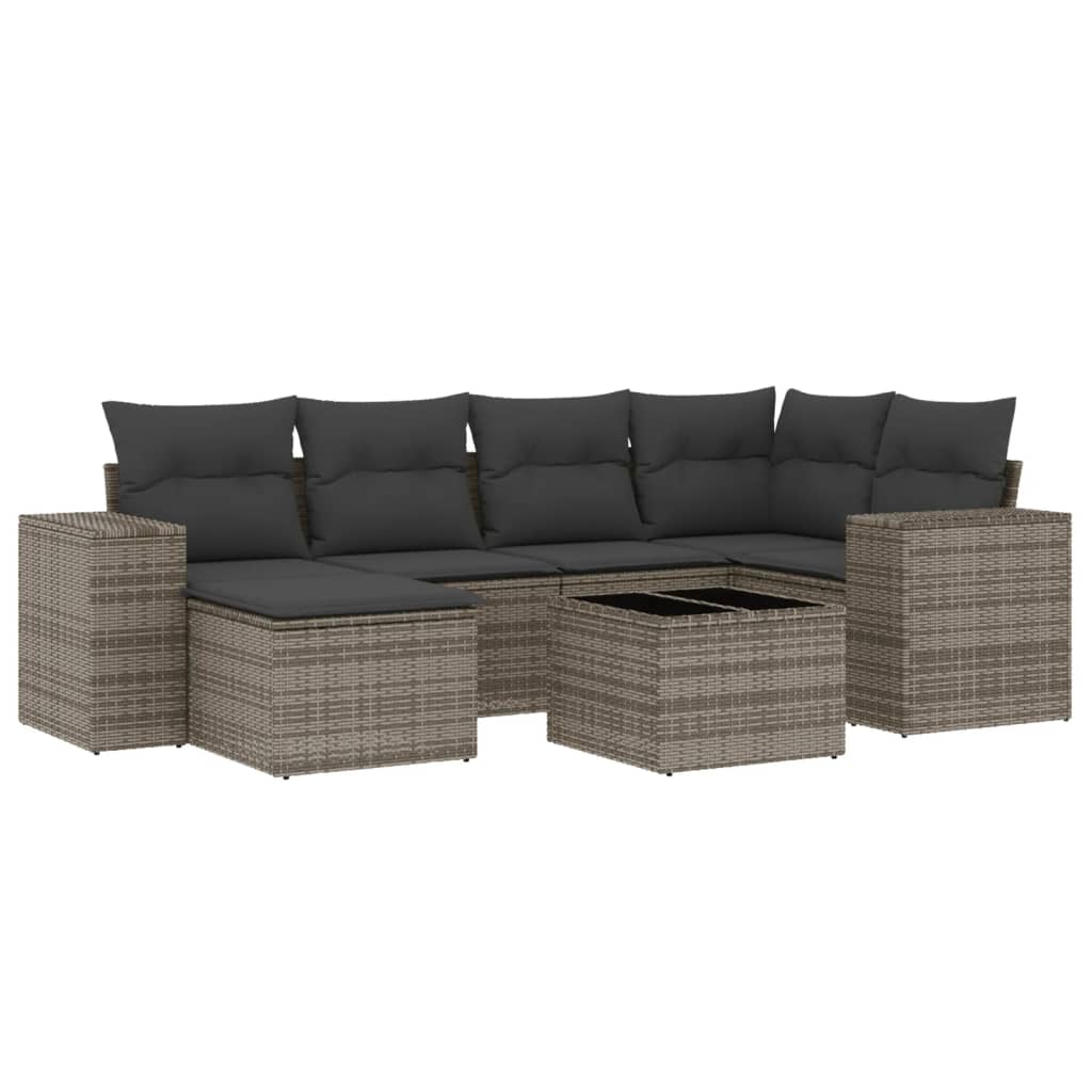 7-dijelni set vrtnih sofa sivi od poliratana