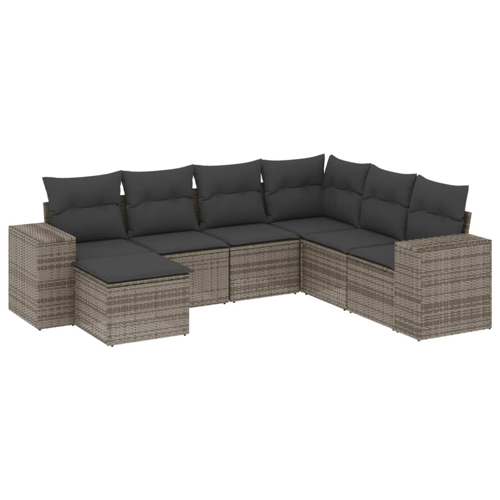 7-dijelni set vrtnih sofa sivi od poliratana