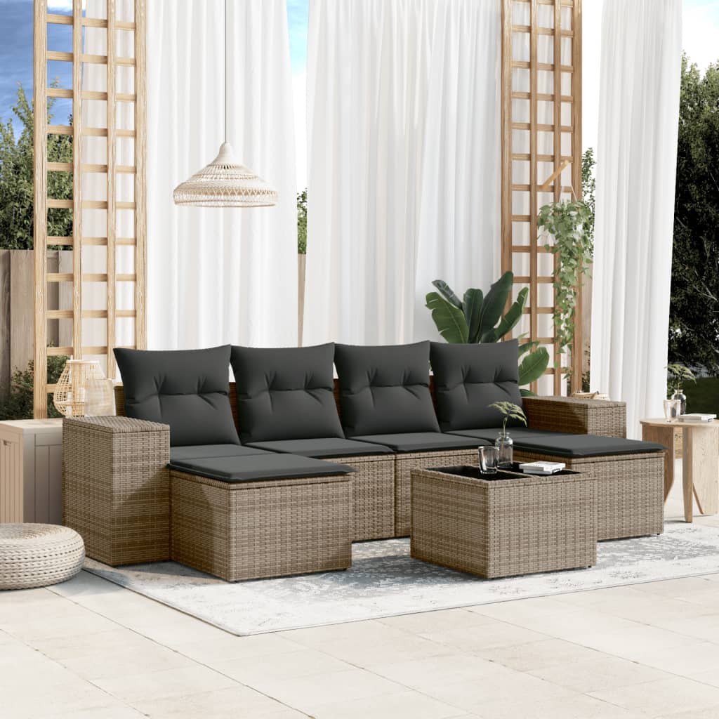 7-dijelni set vrtnih sofa sivi od poliratana